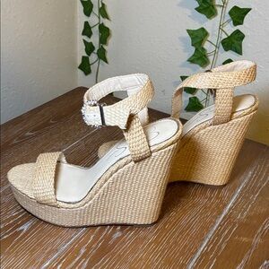 Jessica Simpson Natural Woven Wedges